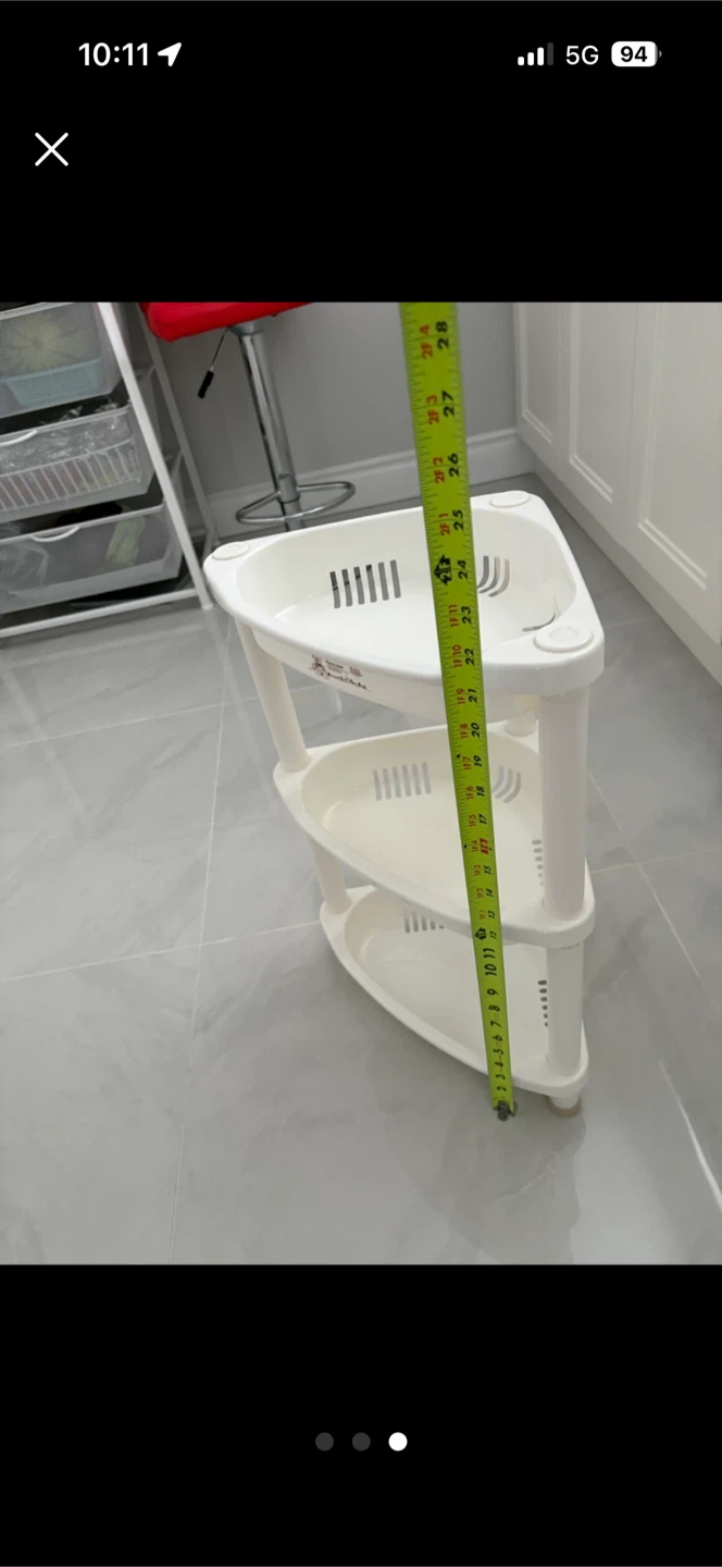 White 3-Tier Corner Shelf Unit - photo 2