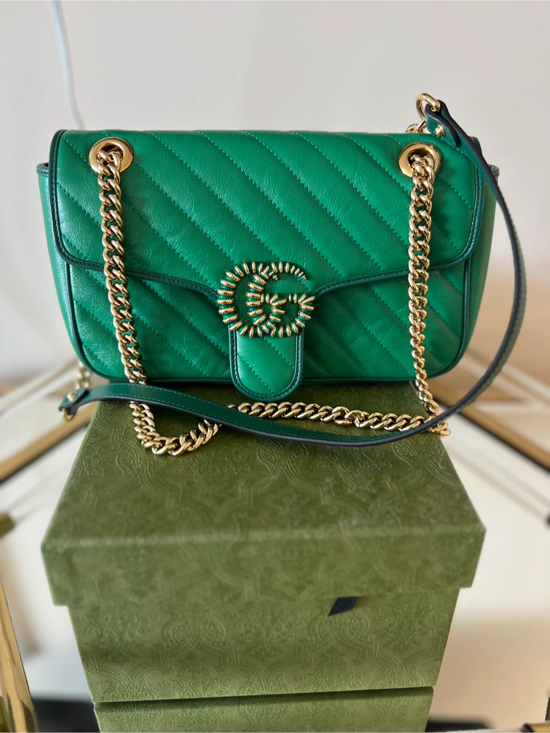Green Gucci Marmont Matelassé Shoulder Bag