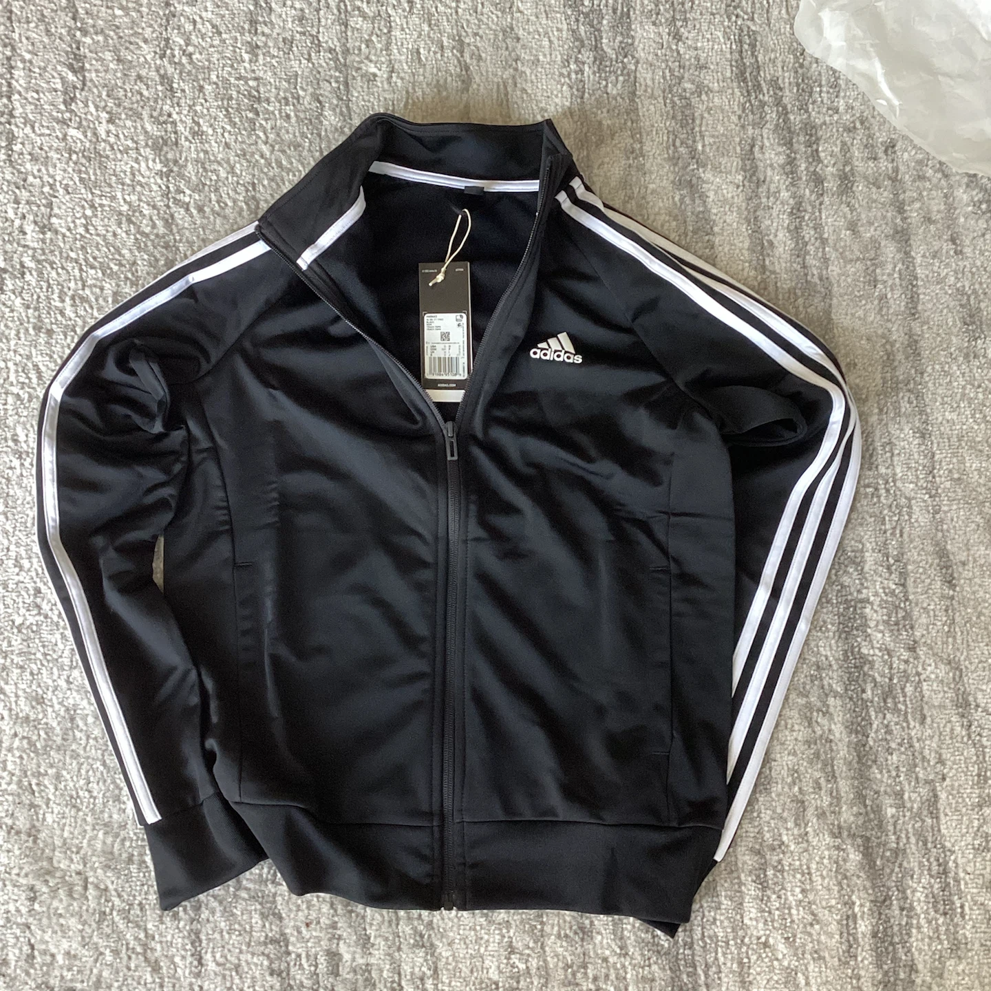 Adidas Track Jacket - Black with White Stripes