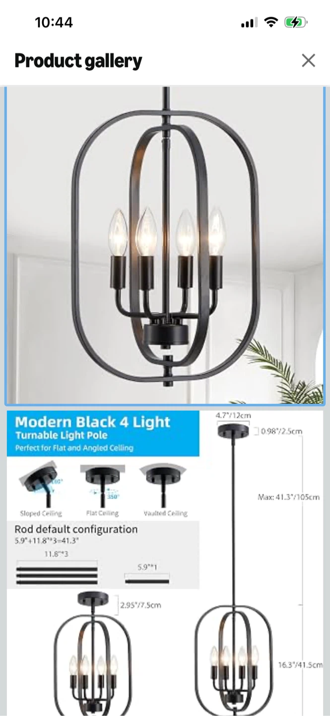 New-Modern Black 4 Light Pendant Light Fixture