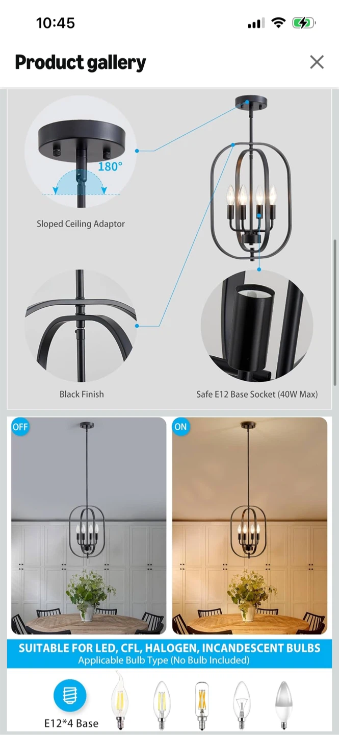 New-Modern Black 4 Light Pendant Light Fixture - photo 2
