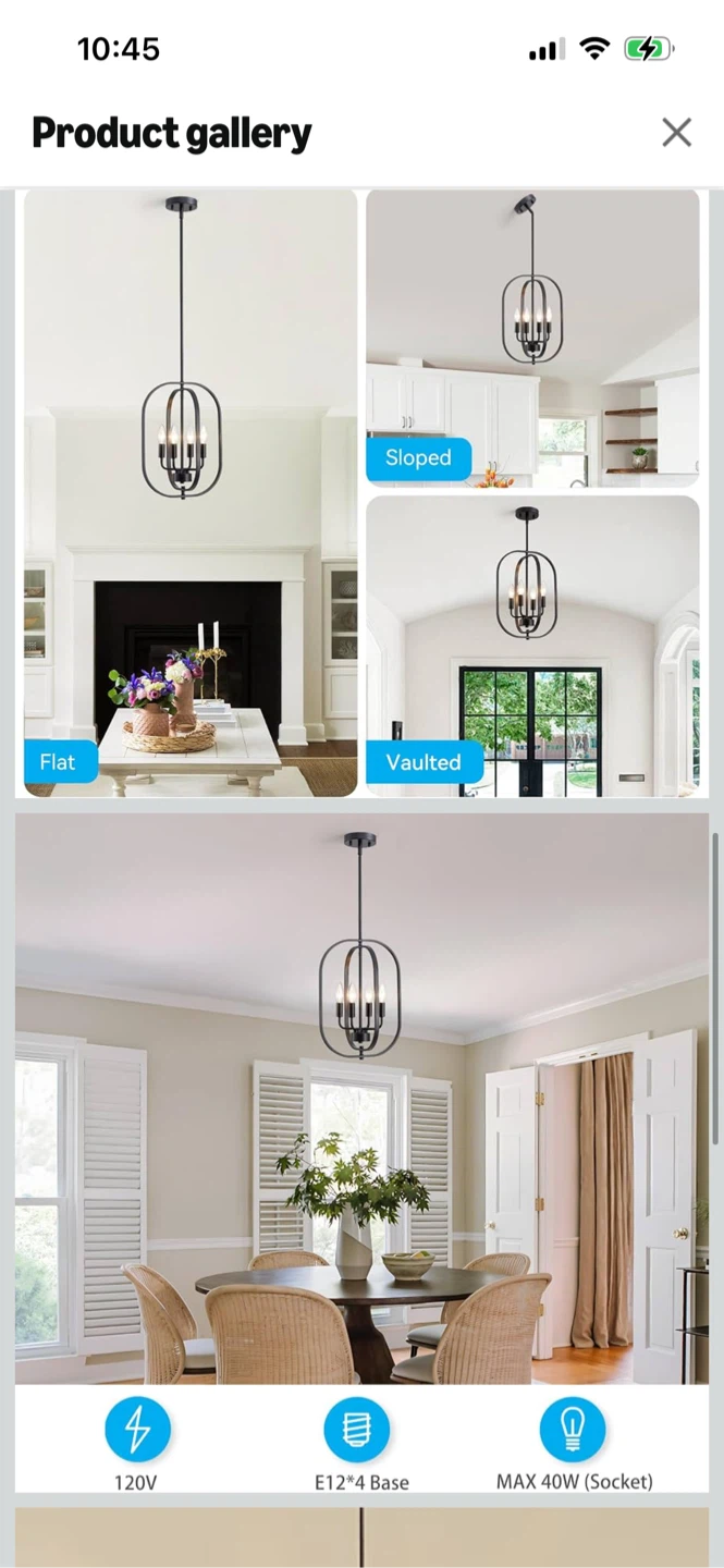 New-Modern Black 4 Light Pendant Light Fixture - photo 5
