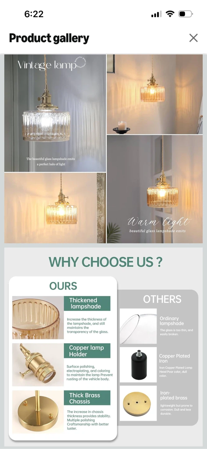 New-2 pack Amber Glass Pendant Light Fixture - photo 4