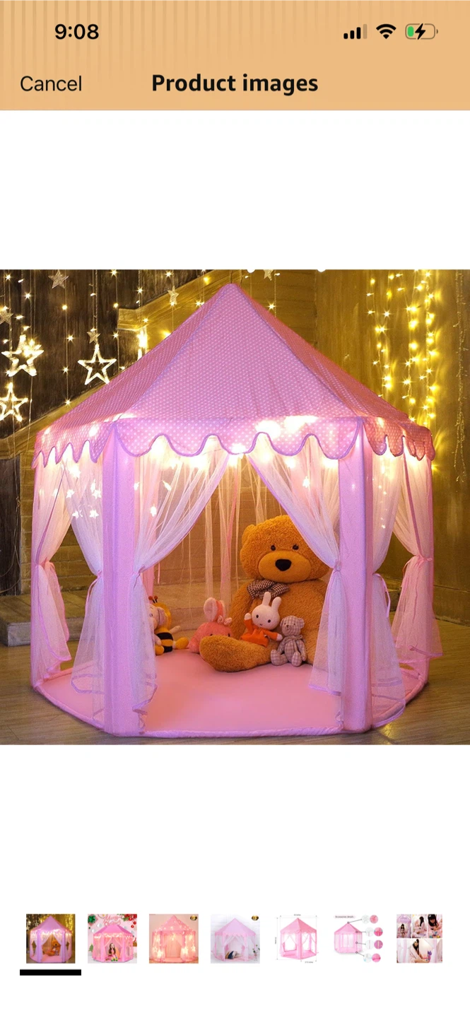 New-Pink Princess Castle Play Tent with Lights