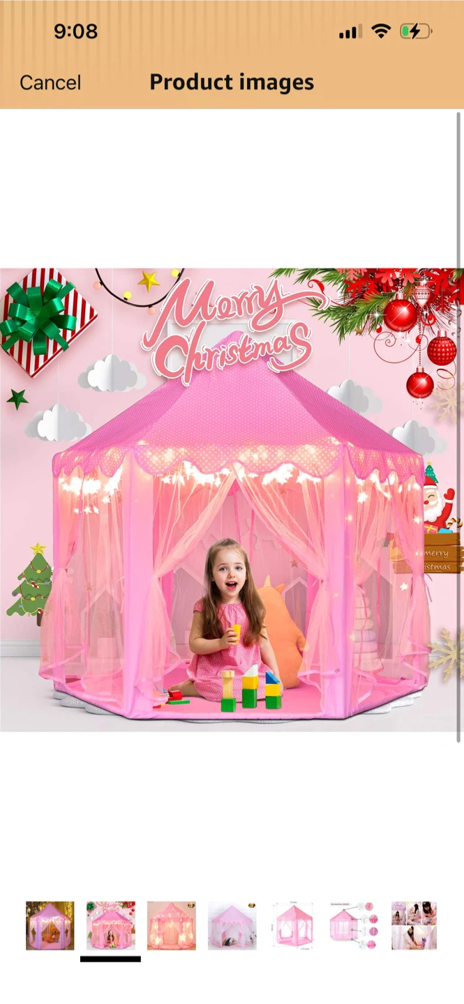 New-Pink Princess Castle Play Tent with Lights - photo 3