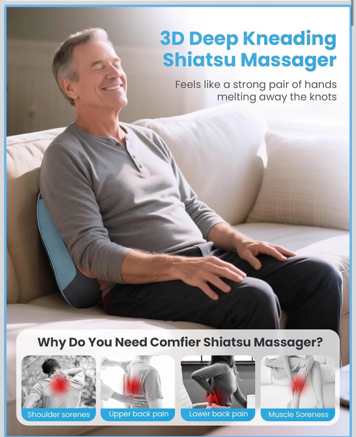 Comfier 3D Deep Kneading Shiatsu Massager CSM - photo 2