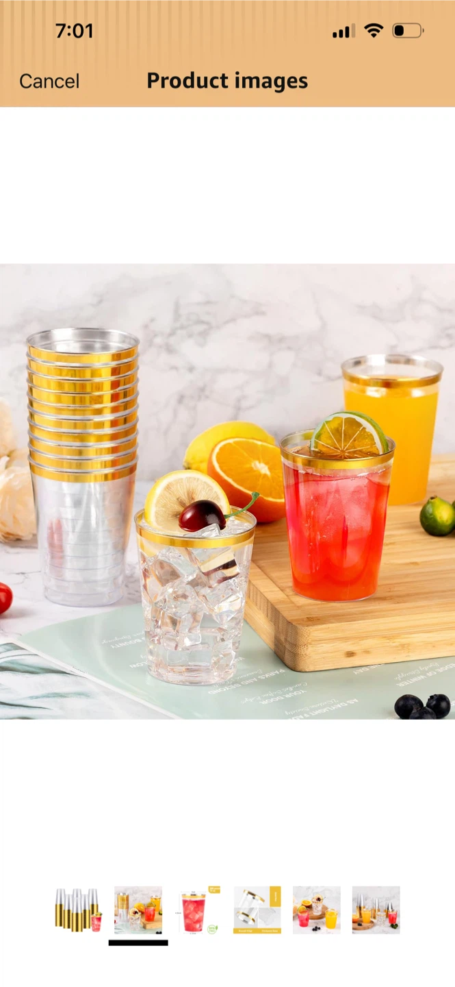 New-60 Pack Gold Rim Plastic Tumblers - 12 oz - photo 2