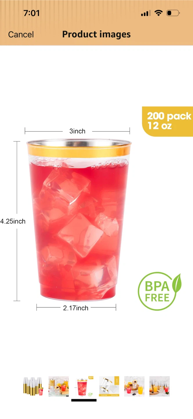 New-60 Pack Gold Rim Plastic Tumblers - 12 oz - photo 3