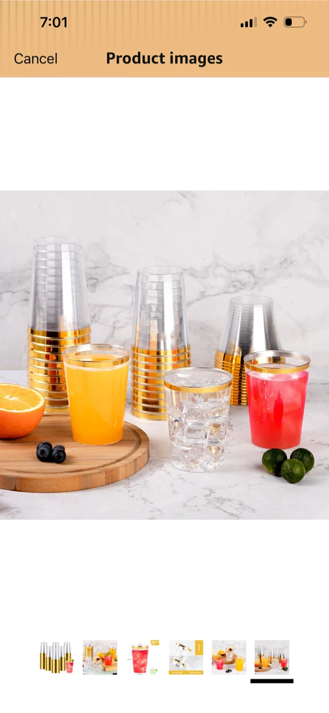 New-60 Pack Gold Rim Plastic Tumblers - 12 oz - photo 4