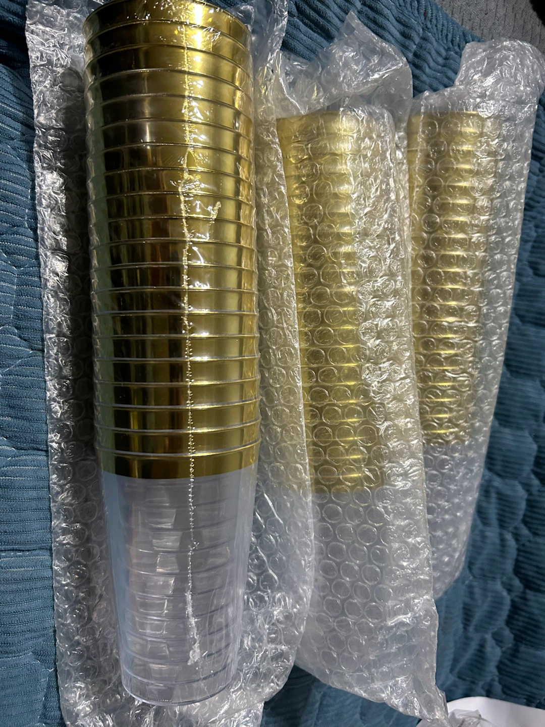 New-60 Pack Gold Rim Plastic Tumblers - 12 oz - photo 5