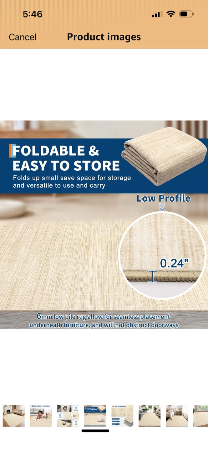 New-Low Profile Area Rug - Beige - photo 5