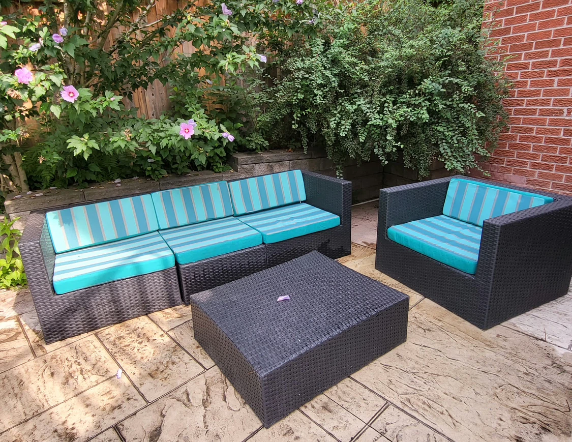Wicker Patio Set - 3 Seater Sofa, Armchair & Coffee Table - photo 2