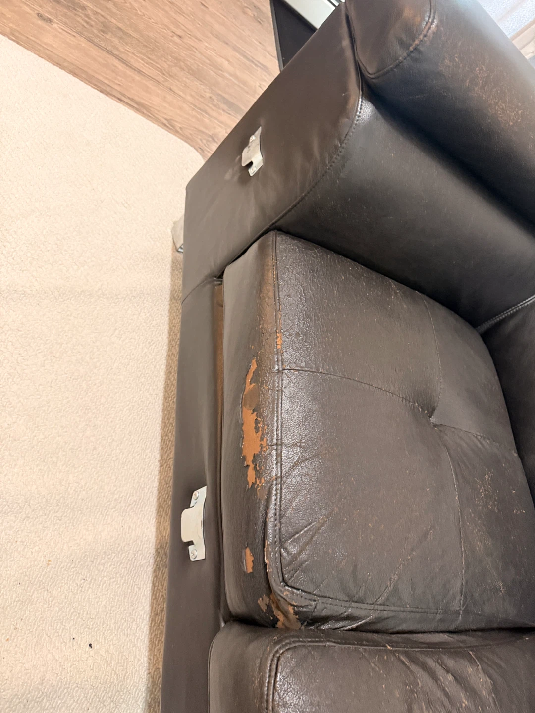 Brown Leather Sectional Sofa - photo 3