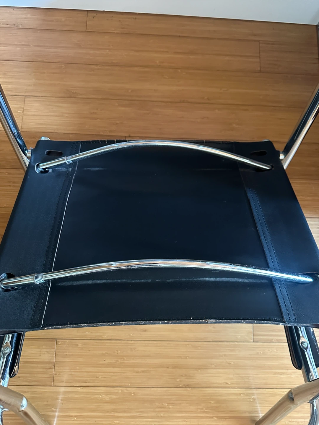 VINTAGE MART STAM MCM CHROME LEATHER CANTILEVER CHAIR PARTS - photo 2