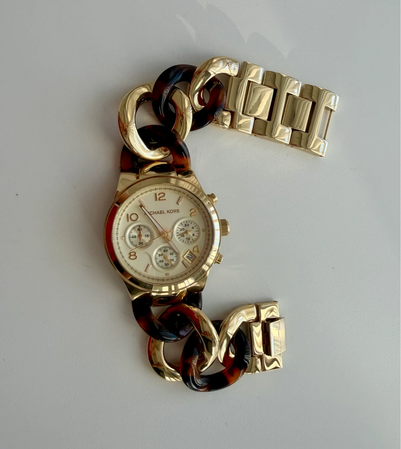 Michael Kors Gold & Tortoiseshell Chronograph Watch