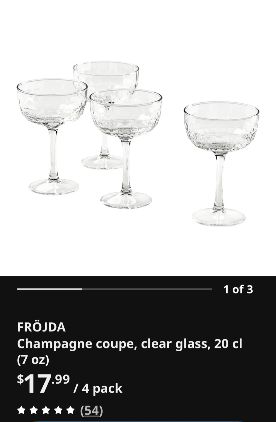 IKEA FRÖJDA Champagne Coupe Glasses (4 Pack) - photo 2