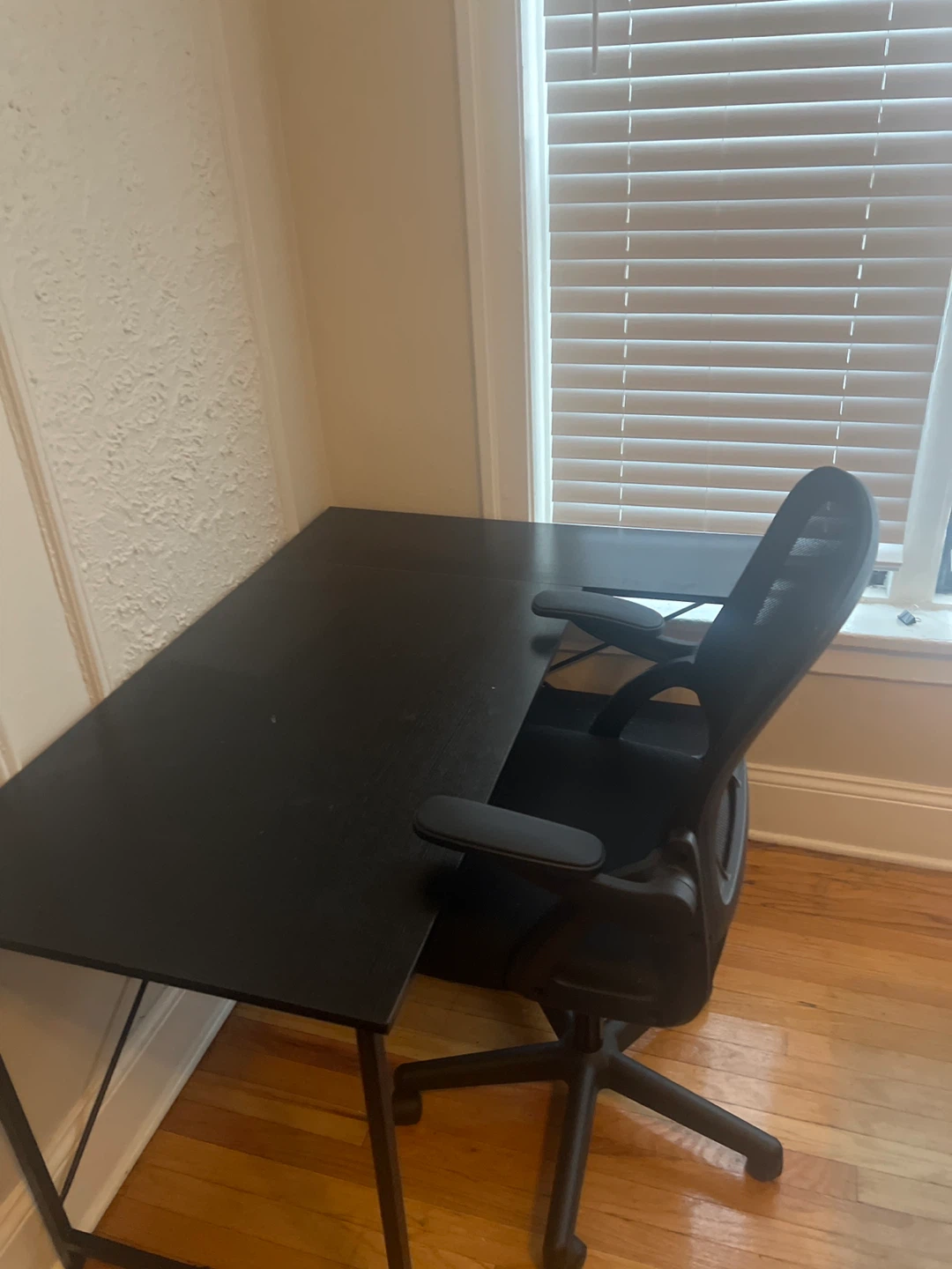 Black Metal Frame Desk with Shelving & Office Chair
