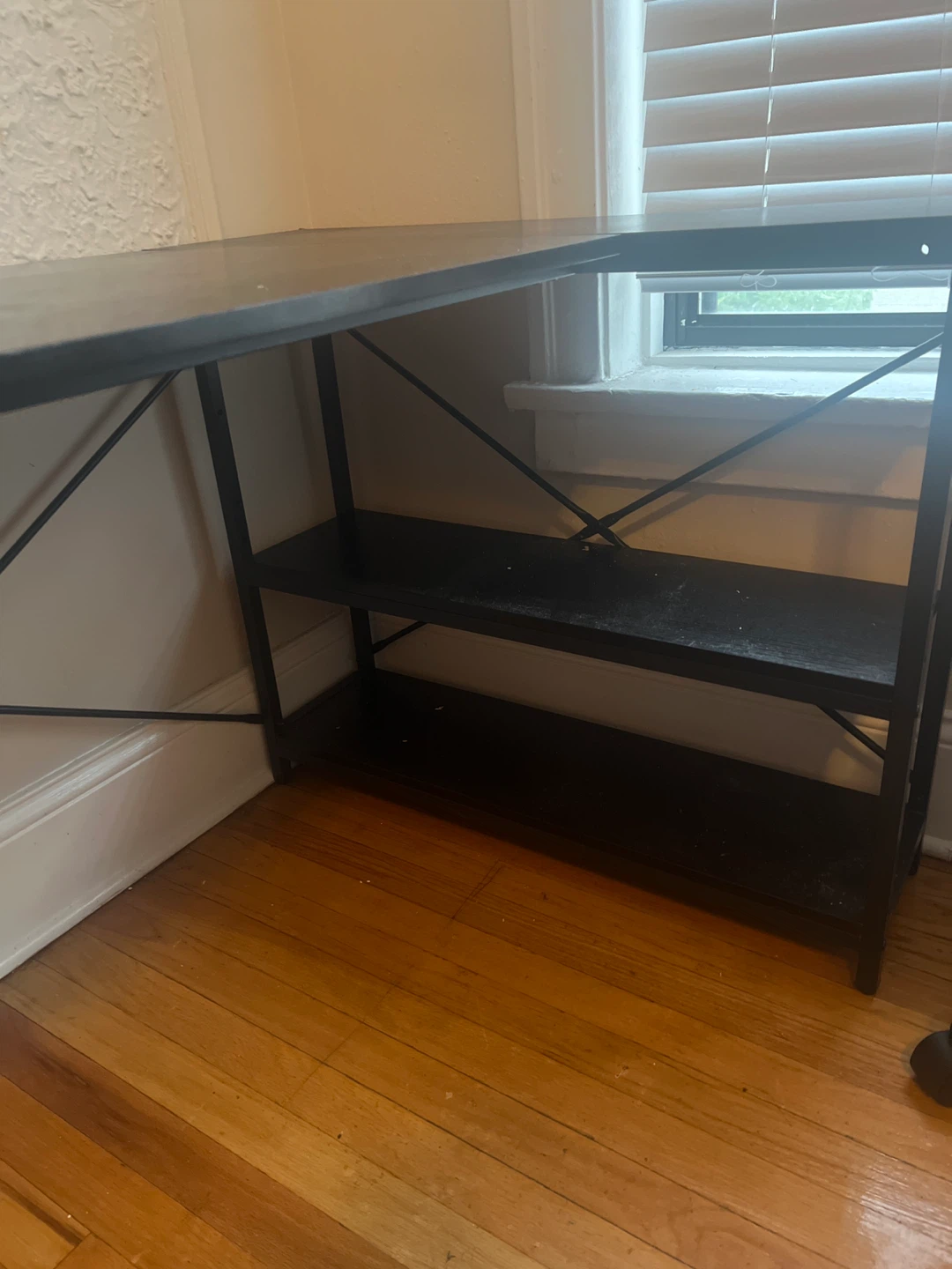 Black Metal Frame Desk with Shelving & Office Chair - photo 3