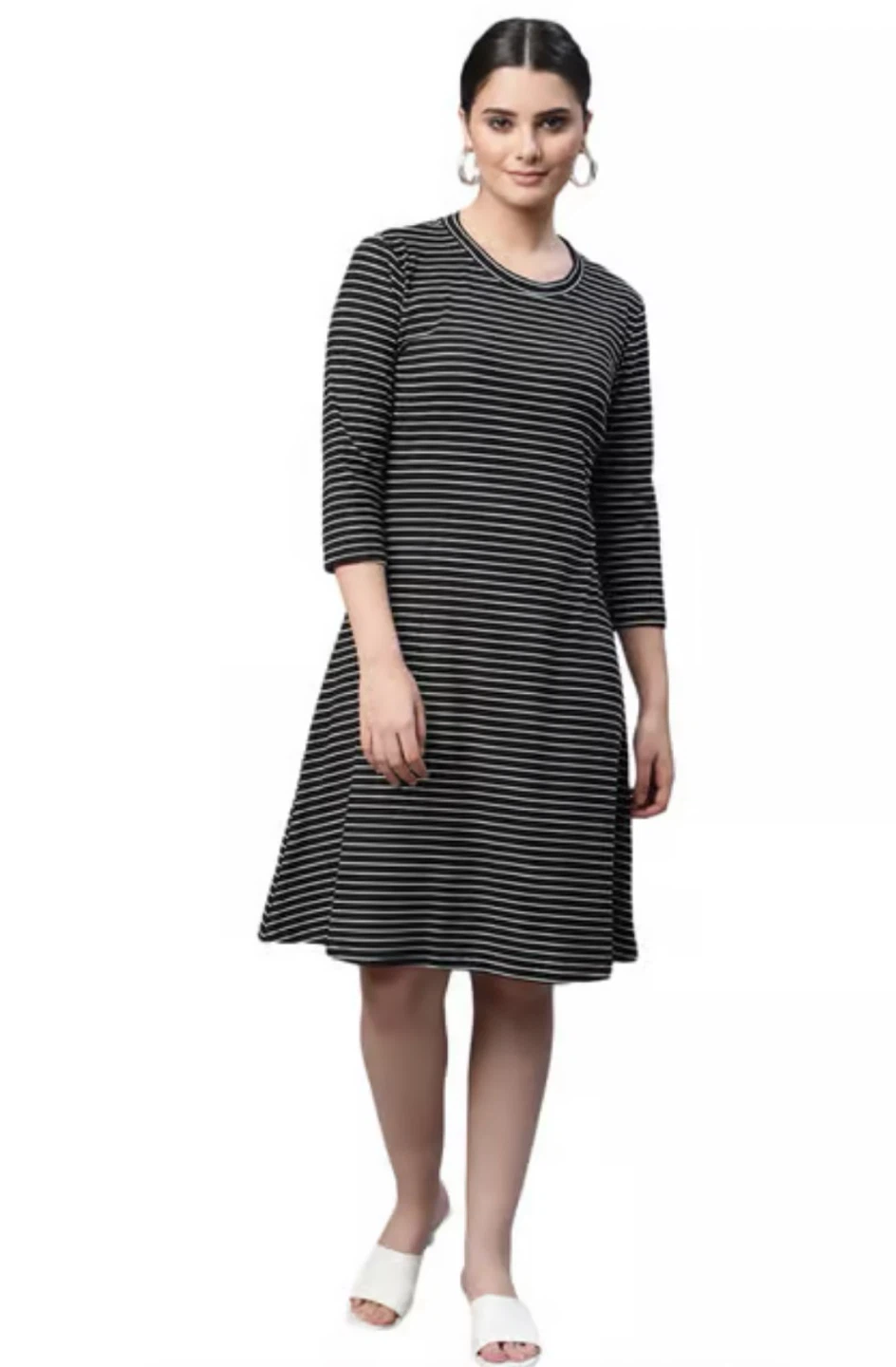 Stripped black and white casual dress