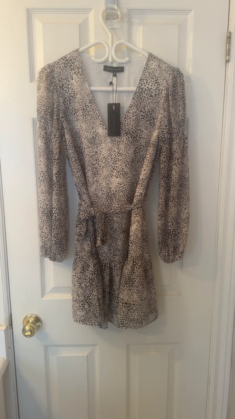 Dynamite Grey Leopard Print Mini Dress