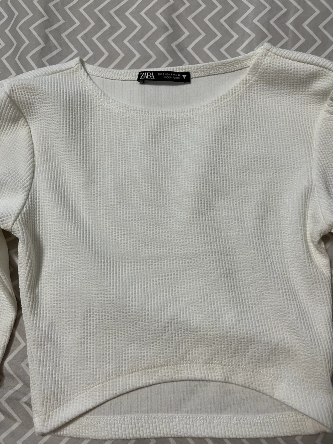 Zara White Textured Crop Top - photo 4