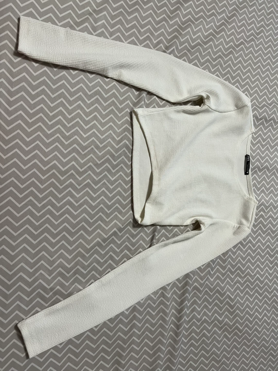 Zara White Textured Crop Top - photo 5