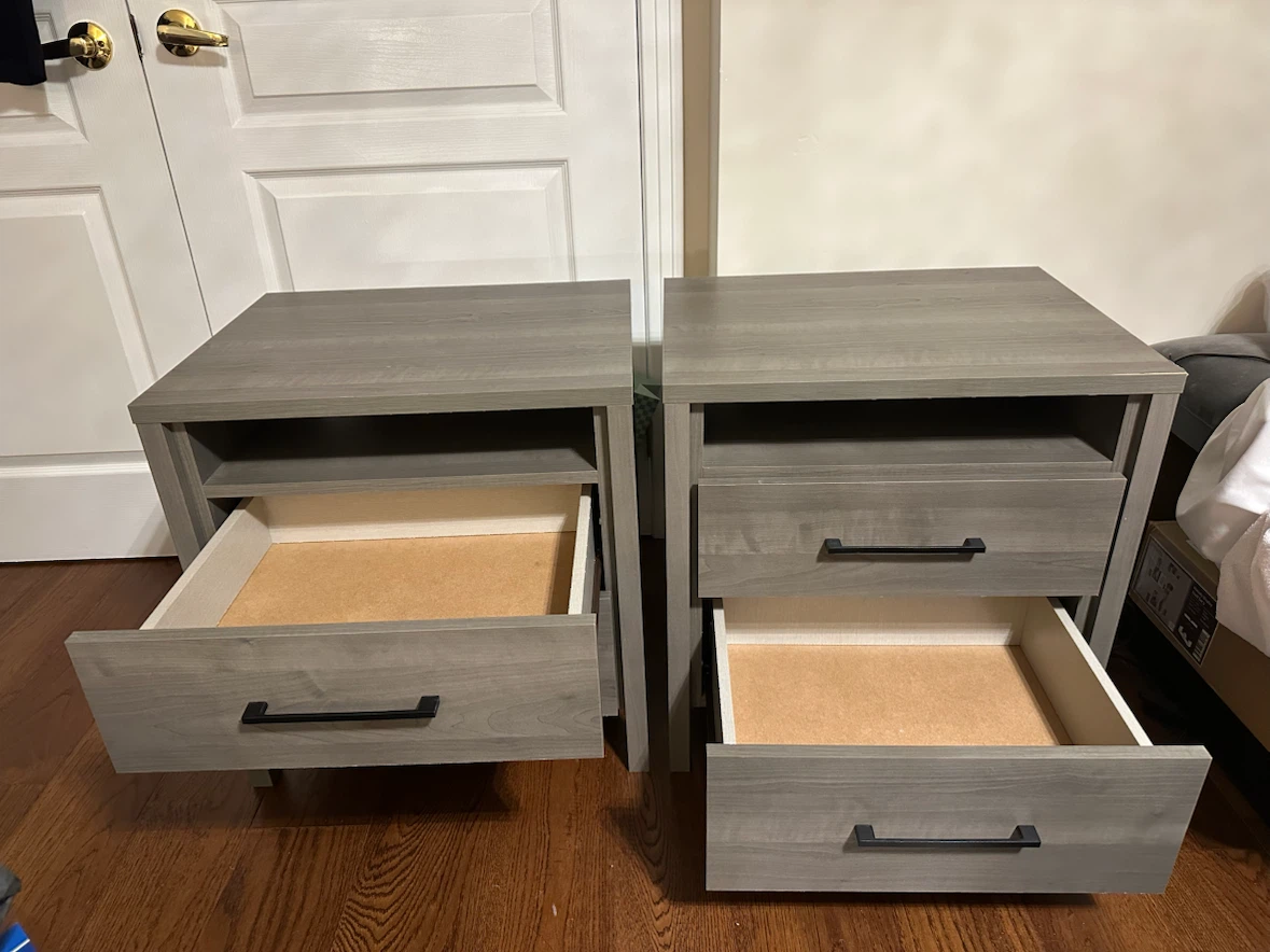 Set of 2 Grey Nightstands with Drawers - photo 2