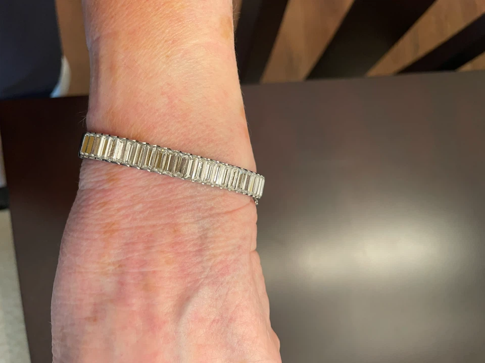 Silver-Tone Bracelet with Baguette Crystals