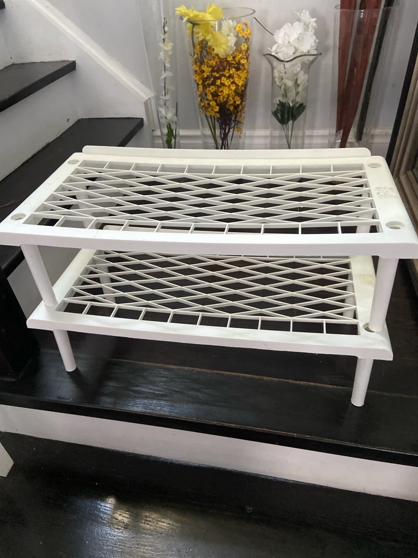 White 2-Tier Stackable Storage Shelf