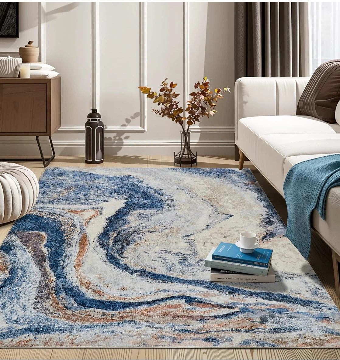Blue Swirl Area Rug 8x10 ft - photo 2