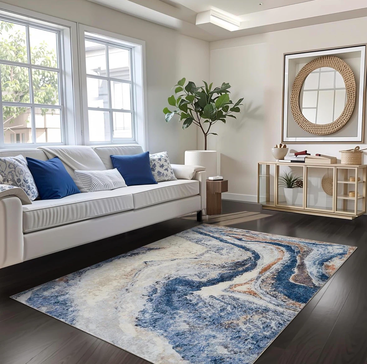Blue Swirl Area Rug 8x10 ft - photo 3