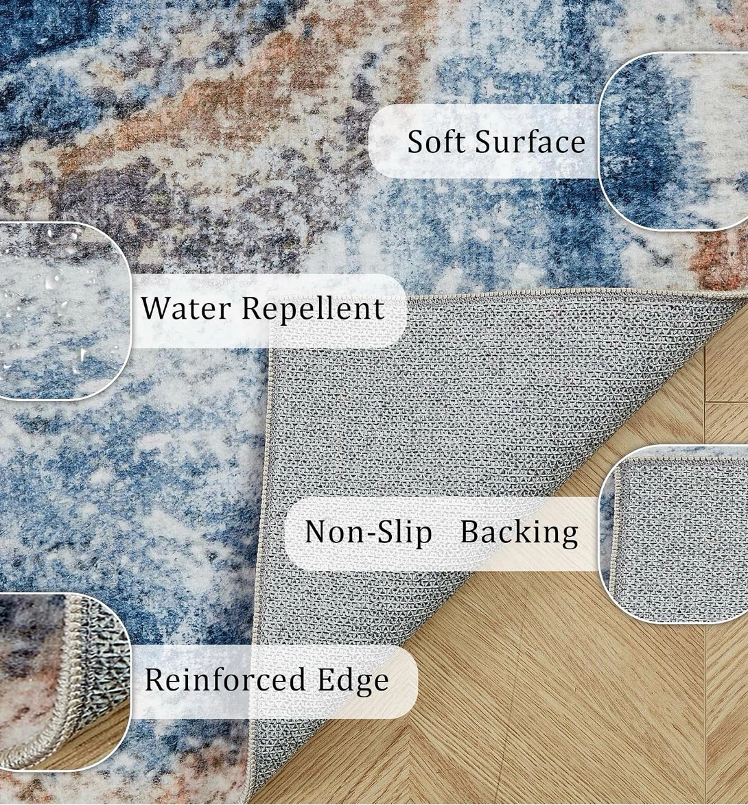 Blue Swirl Area Rug 8x10 ft - photo 5
