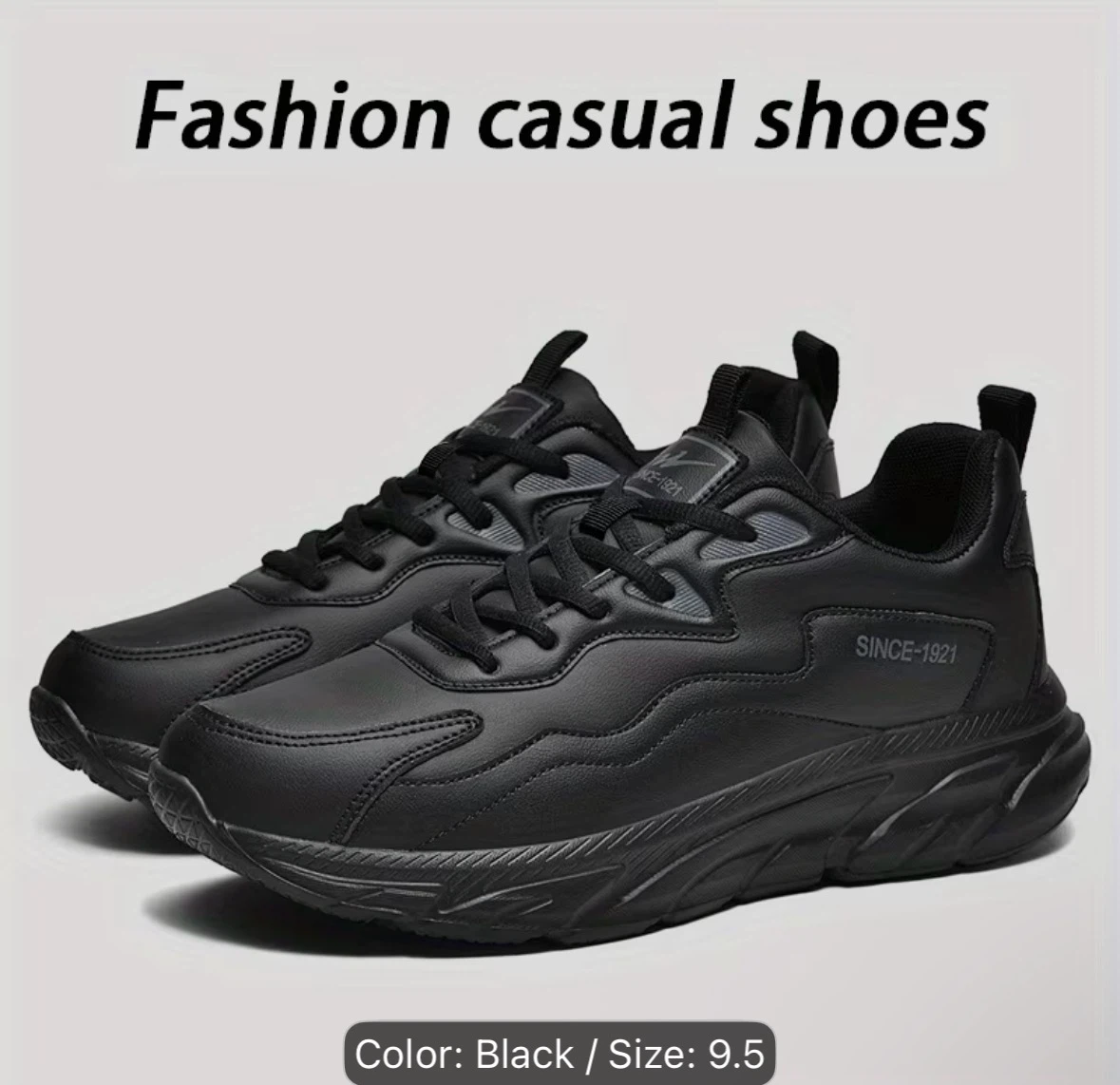 Men's Fashion Casual Shoes - Black - Size 9.5 - photo 2