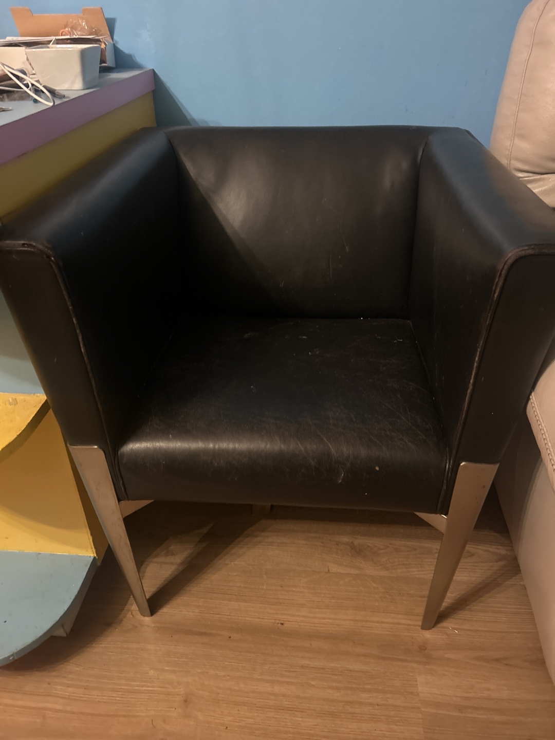 Two Black Armchair with Metal Legs 50$ for two chairs