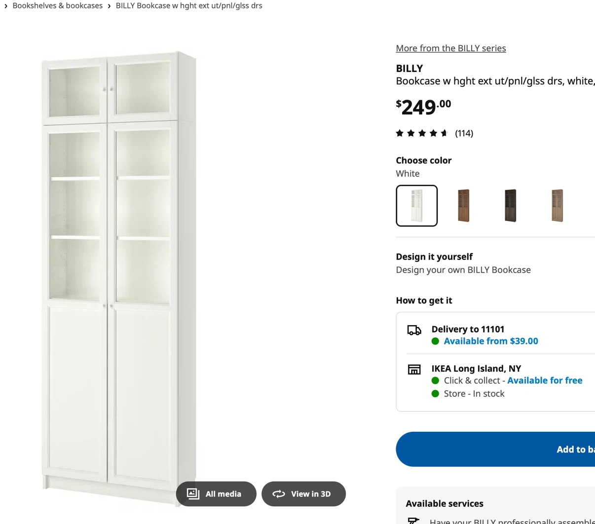 IKEA BILLY Bookcase with Doors and Glass Fronts