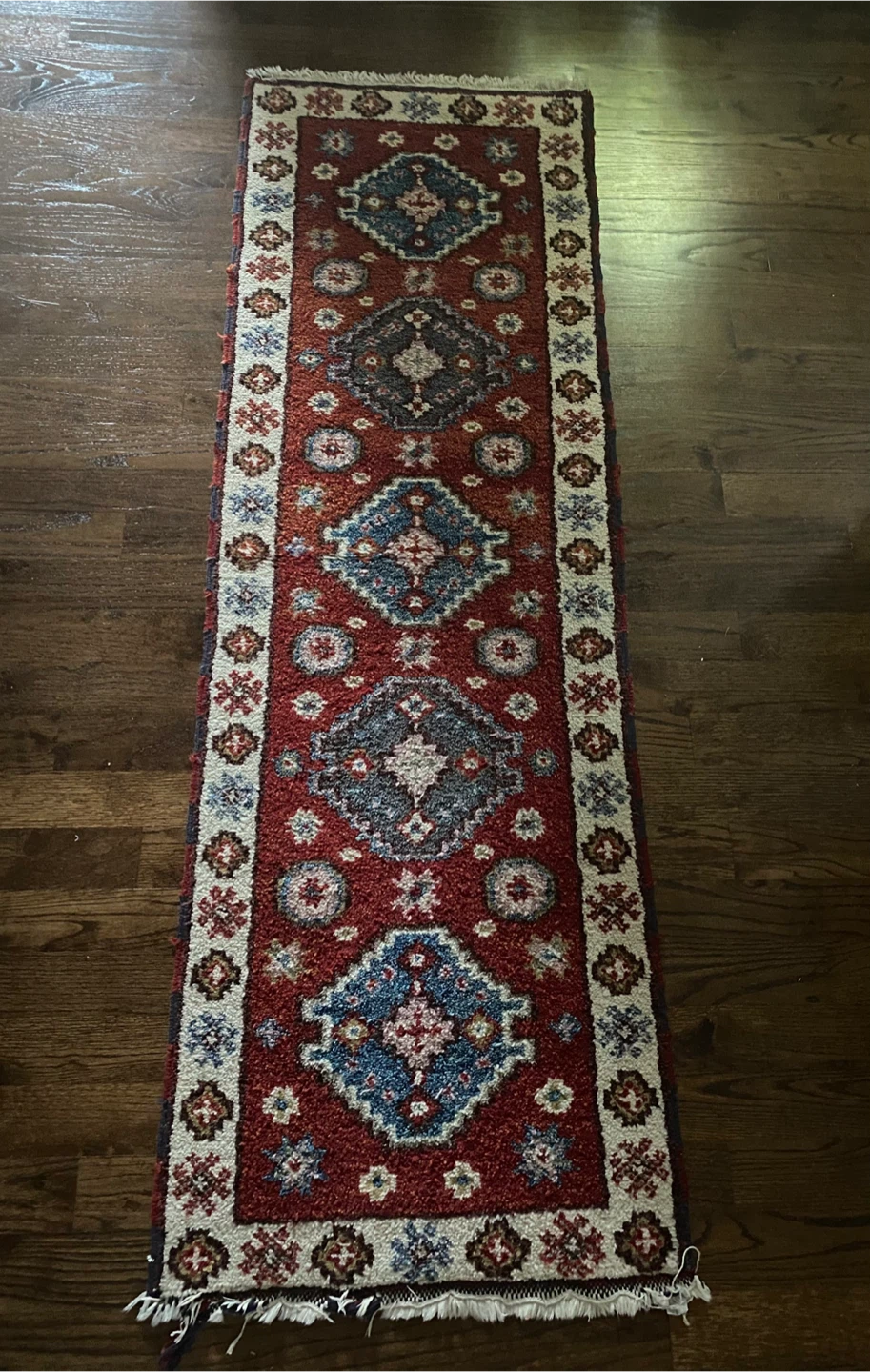 Oriental Red All Wool Hand Knotted Runner Rug
