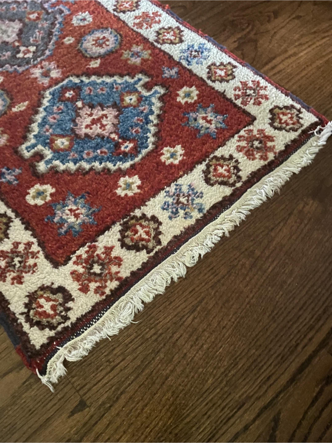 Oriental Red All Wool Hand Knotted Runner Rug - photo 4