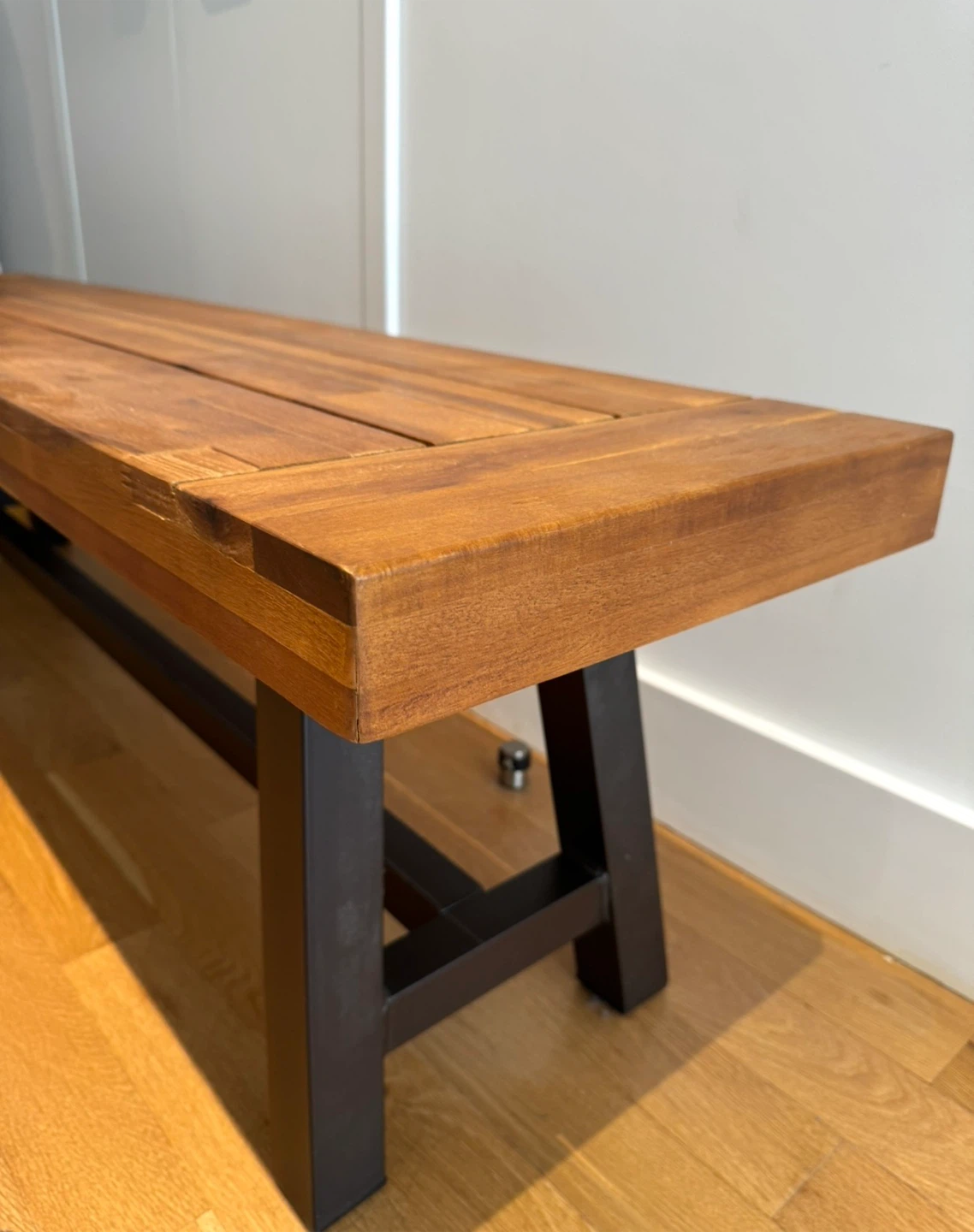 Wooden Bench with Black Metal Legs - photo 3