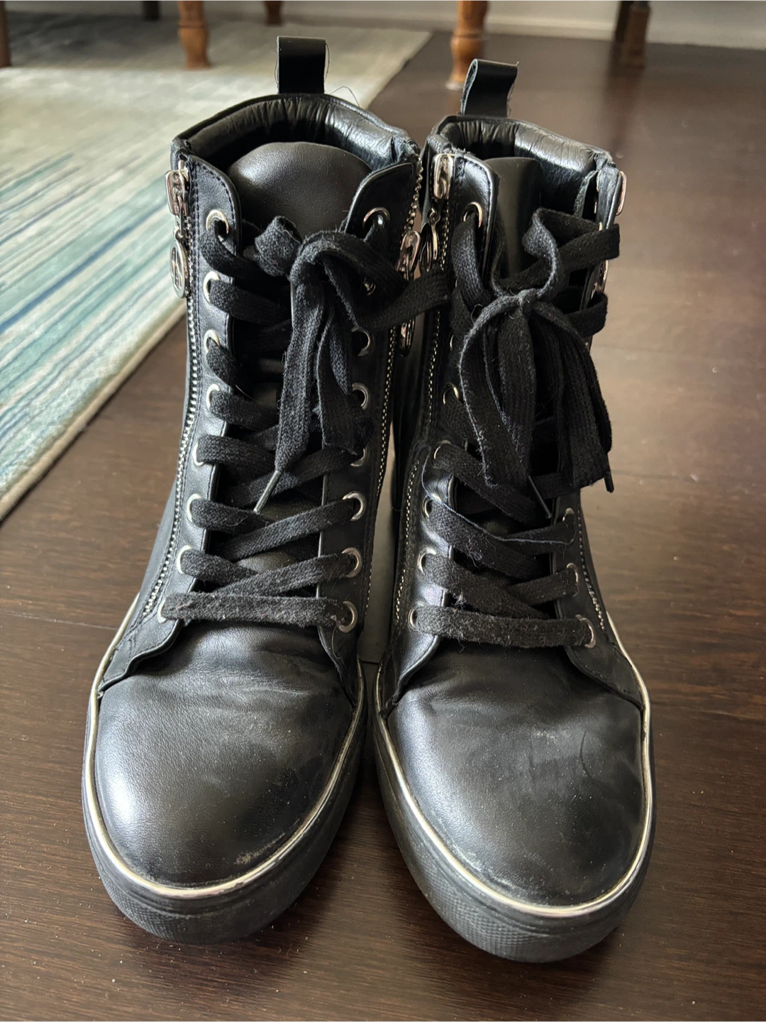 Black Wedge Fashion Sneakers - Wishbone Brand