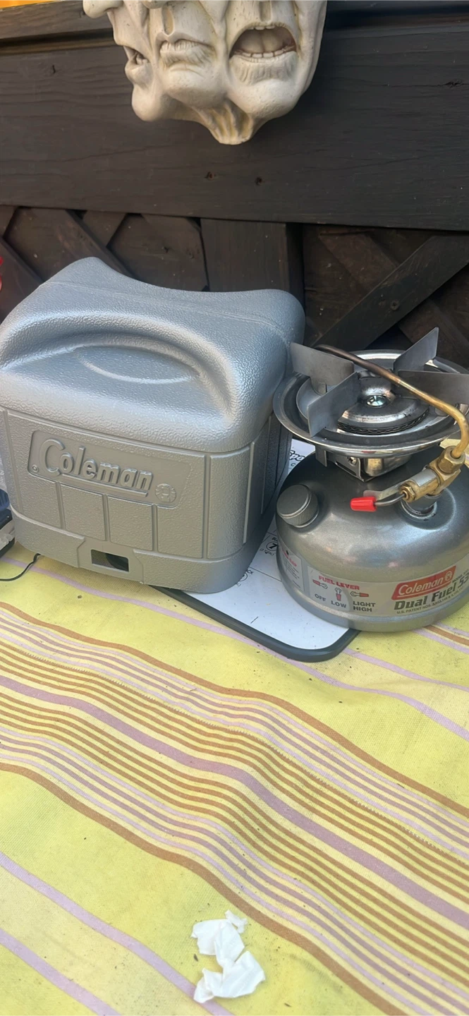 Coleman Dual Fuel Camping Stove with Pan and Case