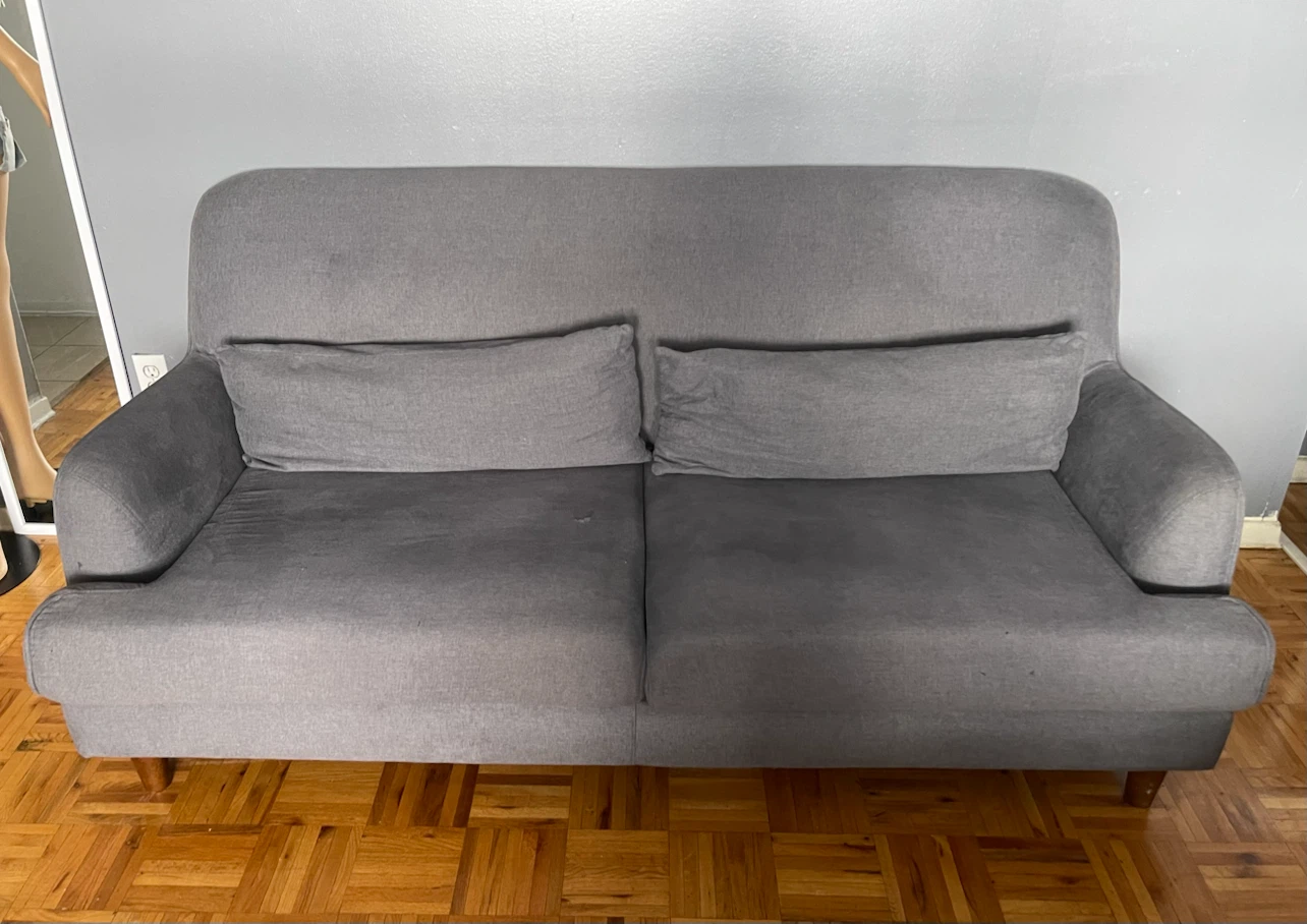 Grey Loveseat Sofa with Cushions