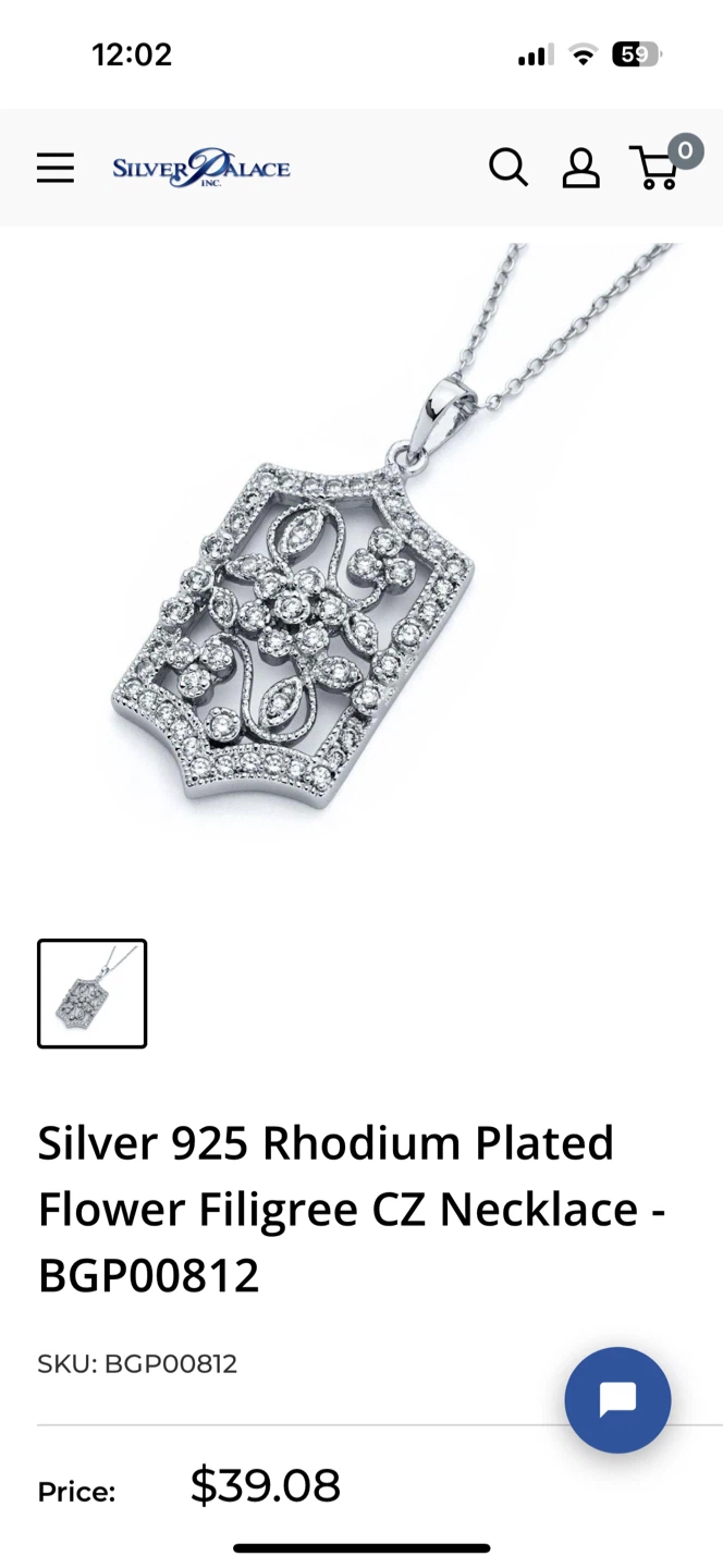 Sterling Silver Rhodium Pendant - photo 3