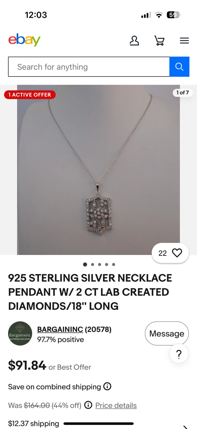 Sterling Silver Rhodium Pendant - photo 4