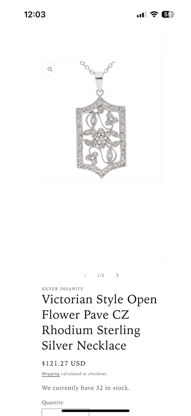 Sterling Silver Rhodium Pendant - photo 5