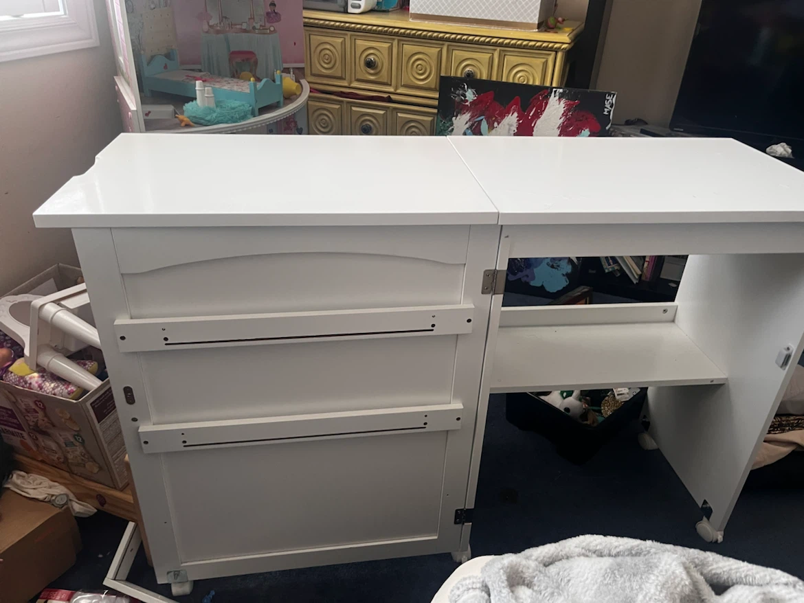 white sewing table with storage - photo 4