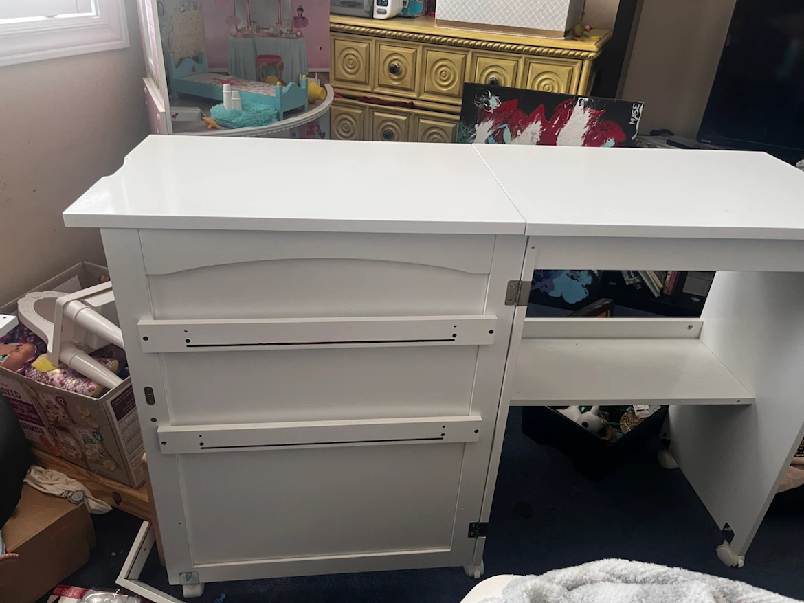 white sewing table with storage - photo 5
