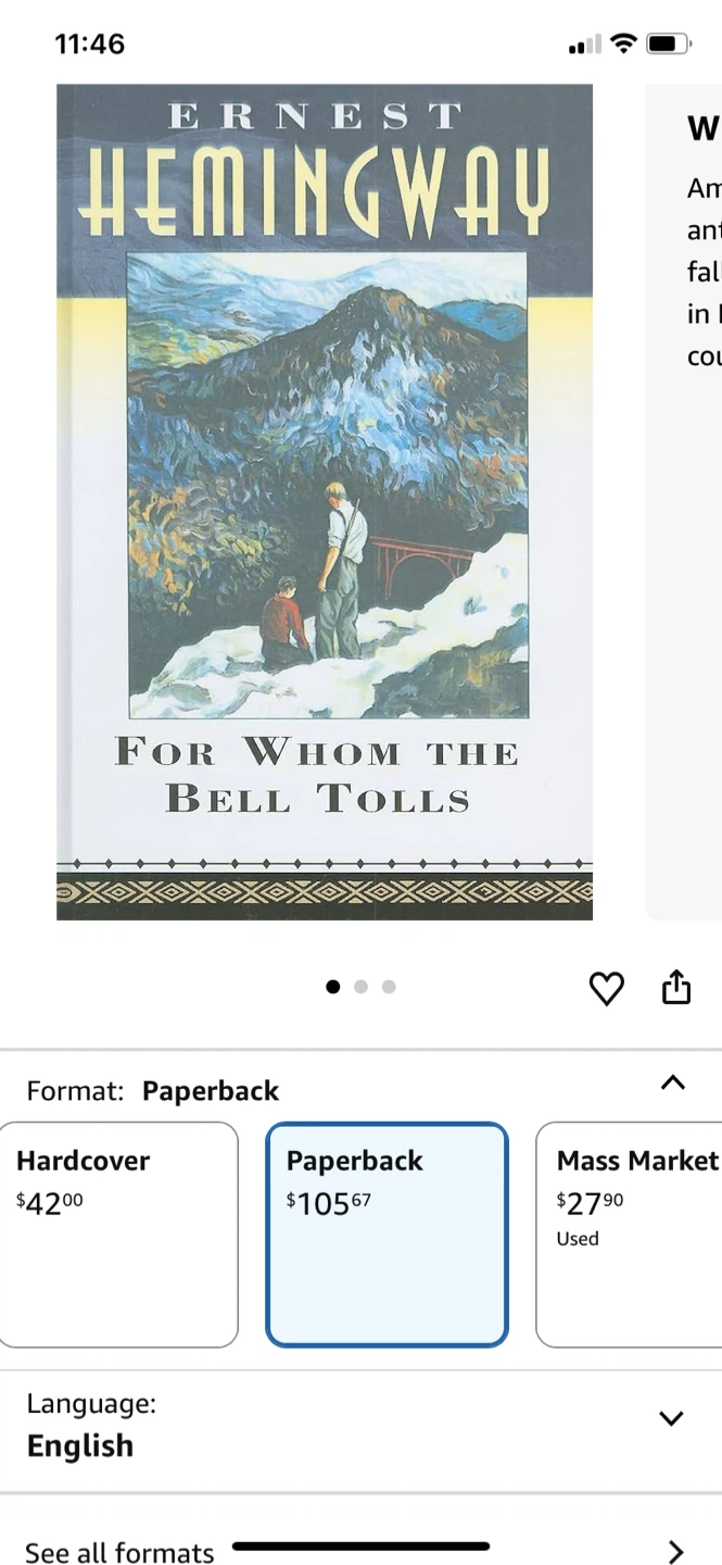 Ernest Hemingway For Whom the Bell Tolls Paperback Book - photo 2