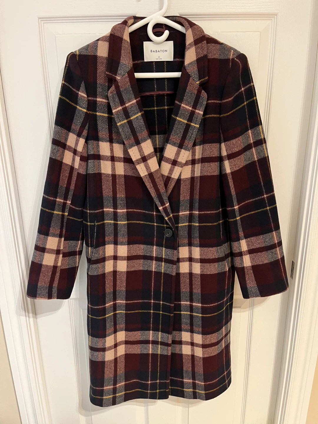 Babaton Plaid Wool & Cashmere Coat - Size M