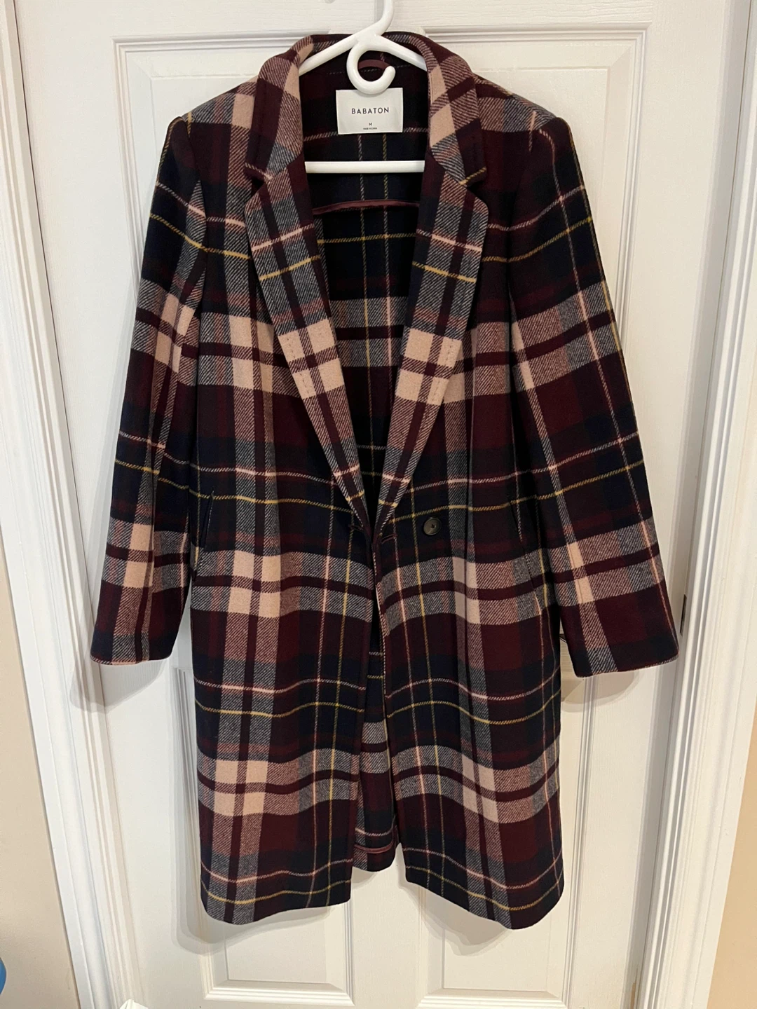 Babaton Plaid Wool & Cashmere Coat - Size M - photo 2
