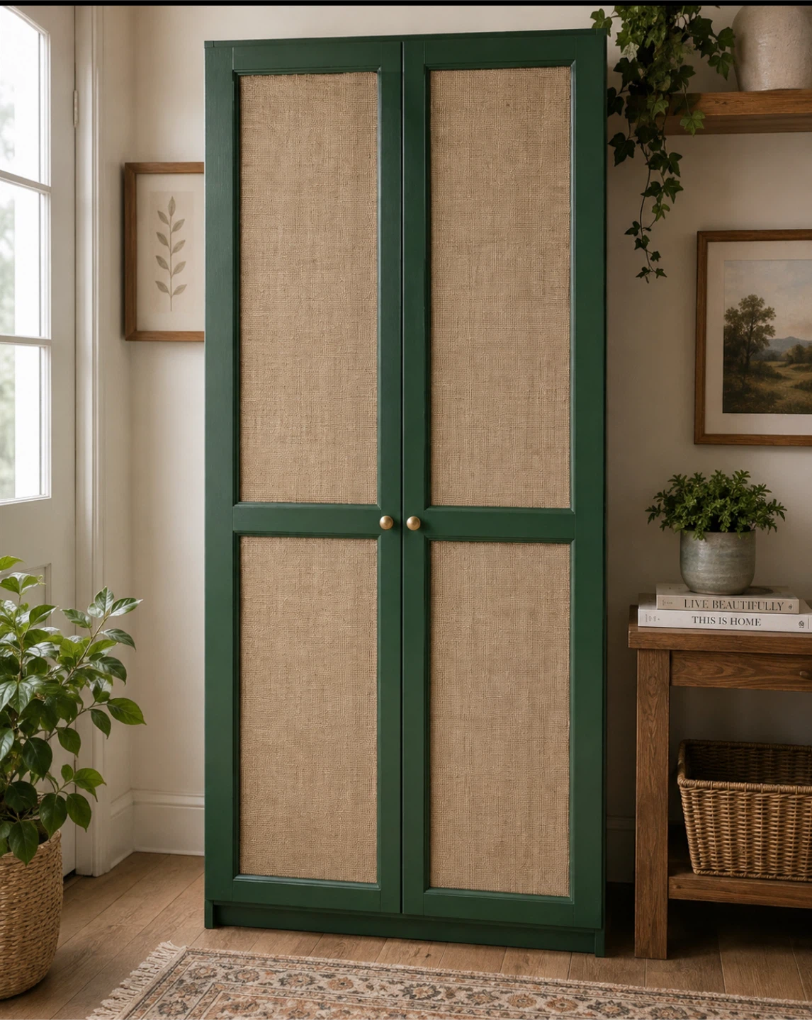 Green book case/ shelf / storage with door